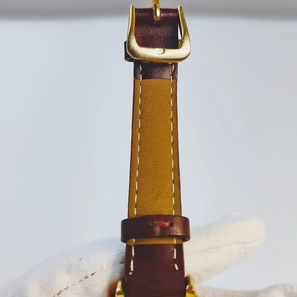 Disney Mickey Mouse Gold Toned Analog Watch Ladies Brown Leather